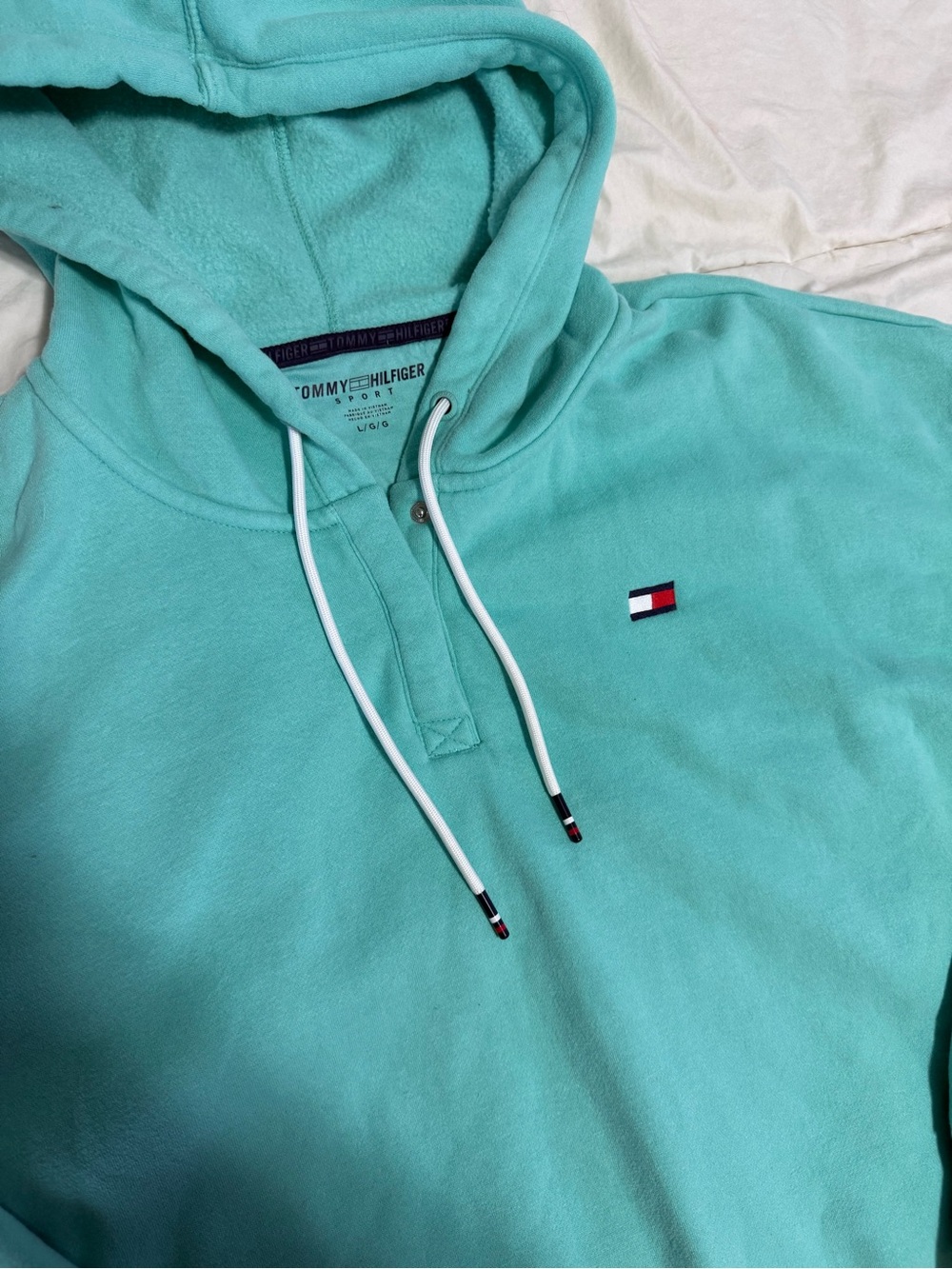 Tommy Hilfiger womens Hooded Sweatshirt - Aqua